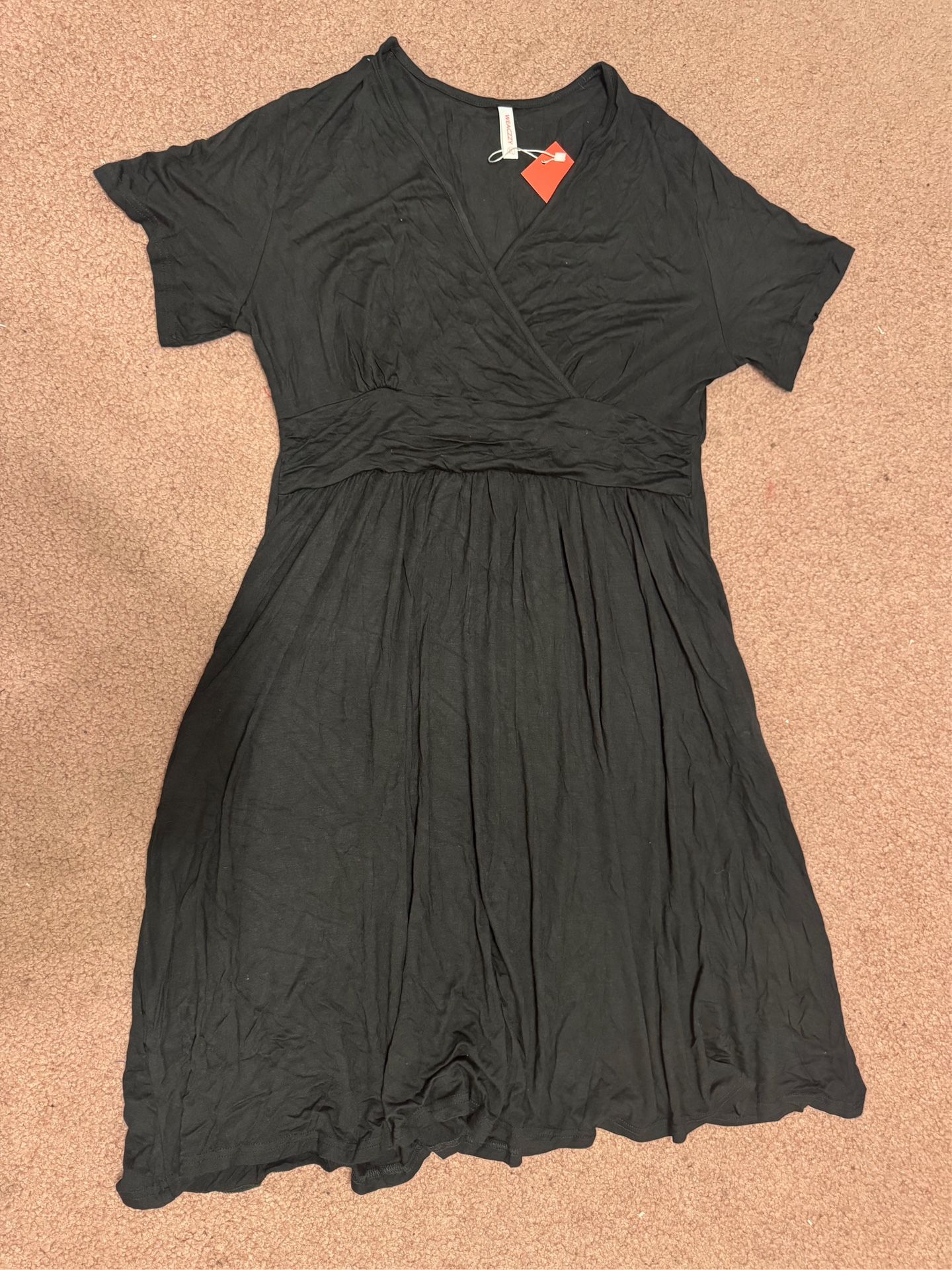New Xl Black Short Dress Pockets Stretchy
