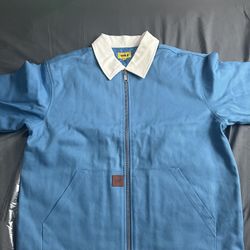 CONTRAST STITCH WORK JACKET BLUE COMBO