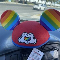 Disney Parks - Gay Days Pride Heart Mickey Mouse Rainbow Ears Hat Adult Size NEW
