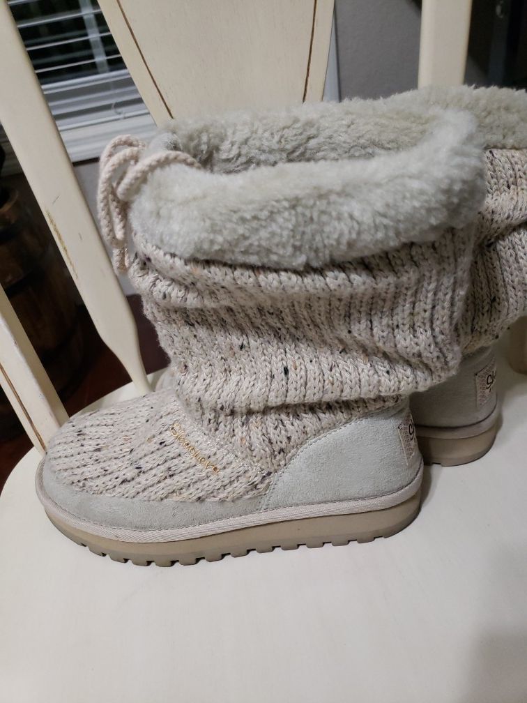 Skechers Australia Women’s Size 6 Tan Knit Winter Ankle Boot