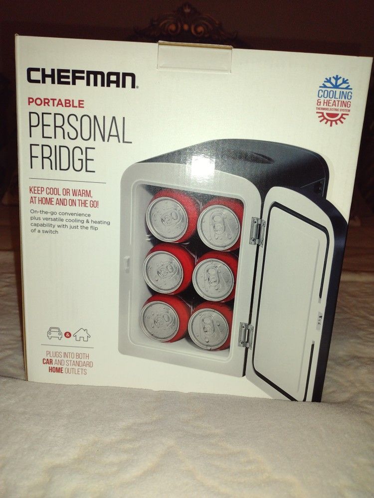 Chefman Mini Portable Black Personal Fridge