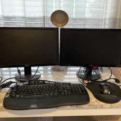 FREE Two Monitors, Keyboard, Desk Lamp & Mouse 