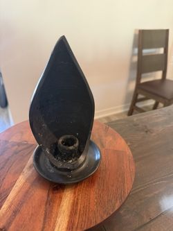 Vintage Barro Negro black pottery flame-shaped candle holder.