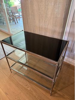 Black marble and glass nightstand or table