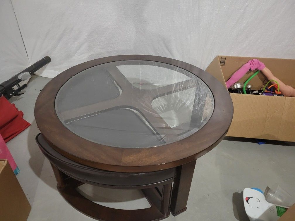 Coffee Table With Nested Stools