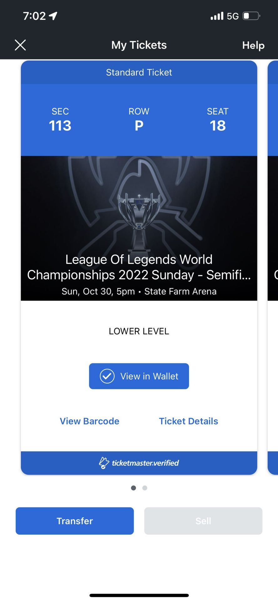 league of lengends ticket on Oct 30