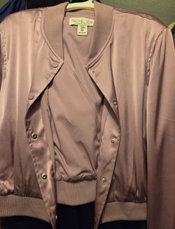 RACHEL ZOE Pink Satin Bomber Medium Snap Button Jacket "GREAT DEAL"