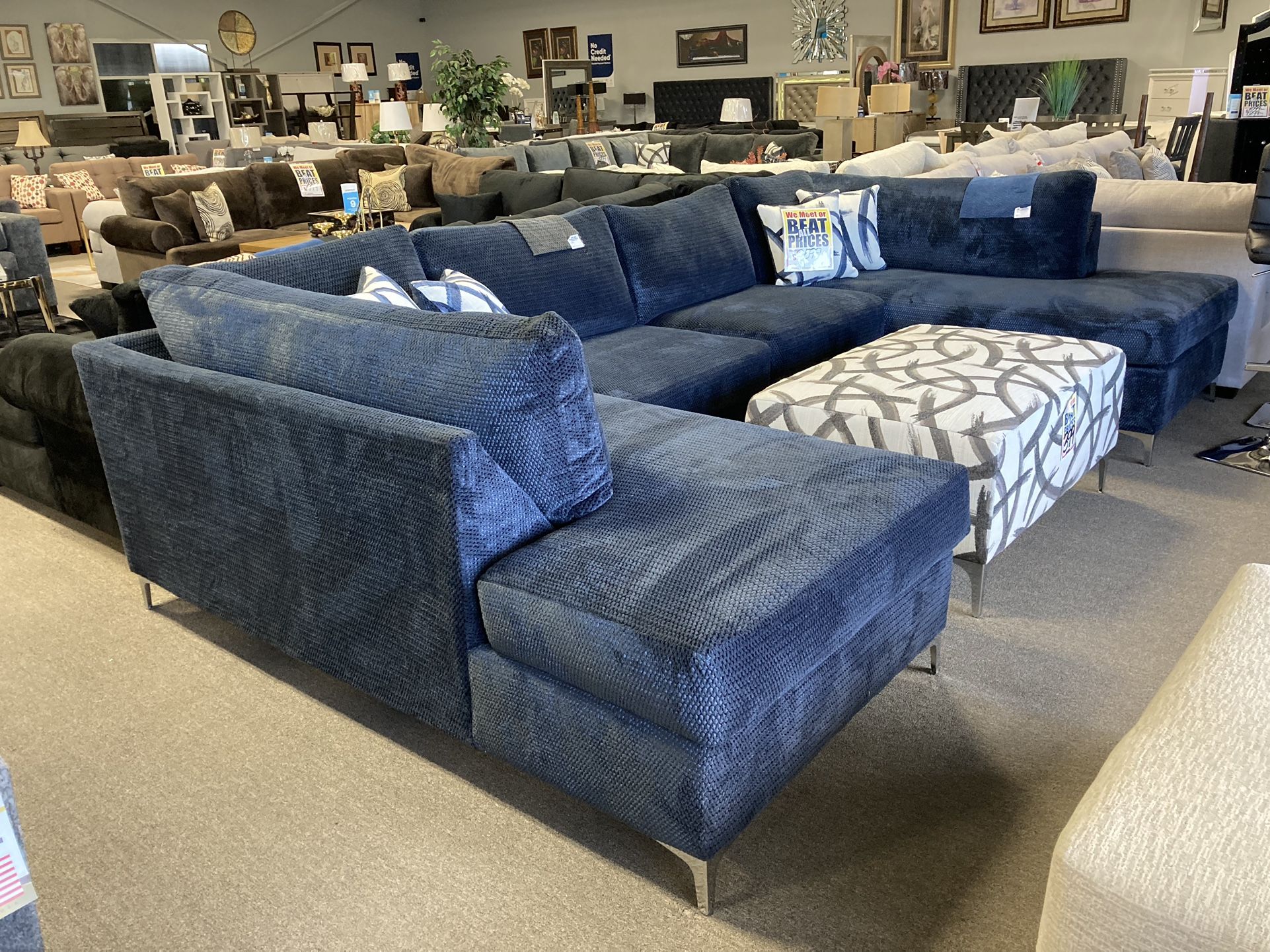 $2599 Sectional 💙 $399 Ottoman 😻 Multiple Colors Available + Easy Financing ✅