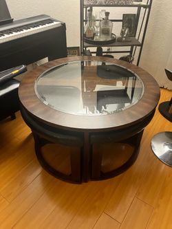 Round coffee table with chairs