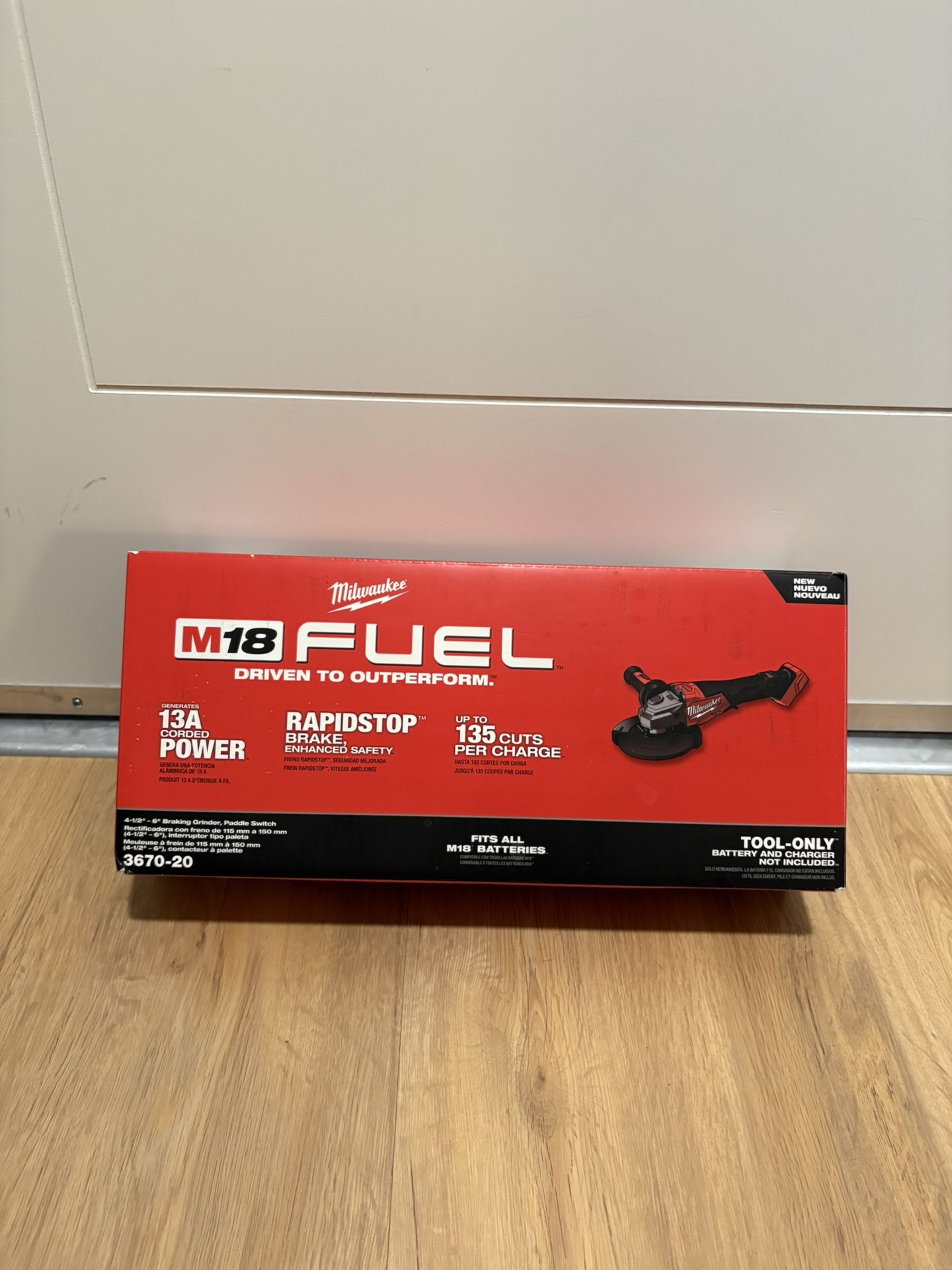  Milwaukee M18 Fuel 4-1/2” - 6” Braking Grinder, Paddle Switch