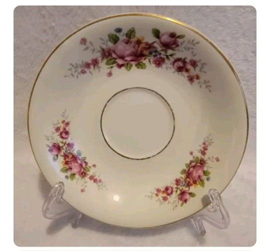 Vintage Woodlands Bone China Saucer Floral5.5" Across 2 1/4" Base