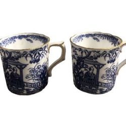 Two Beautiful Blue Mikado Royal Crown Derby After Dinner CUP