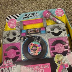 LOL Surprise OMG Remix Karaoke Machine Sing Along Boombox with Real Karaoke Microphone for Kids, Built in Music, Flashing Lights, Record, Turntable