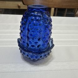 Fenton Colonial Blue 2 Piece Hobnail Fairy Lamp