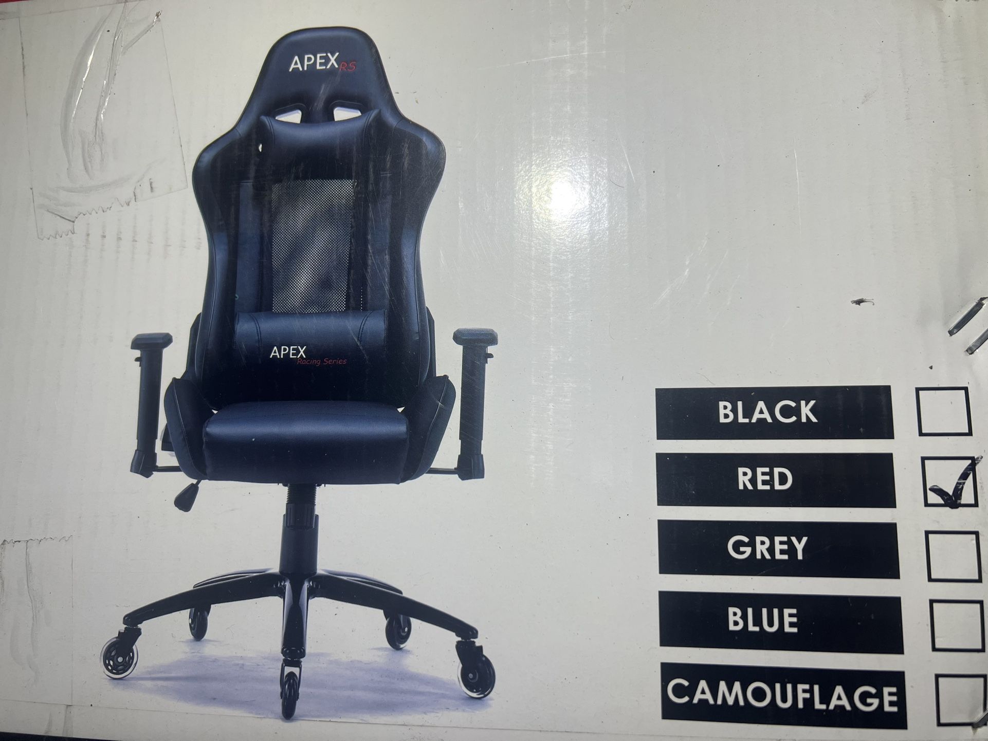 Apex Racing Series Gaming Chair, New Black & Red