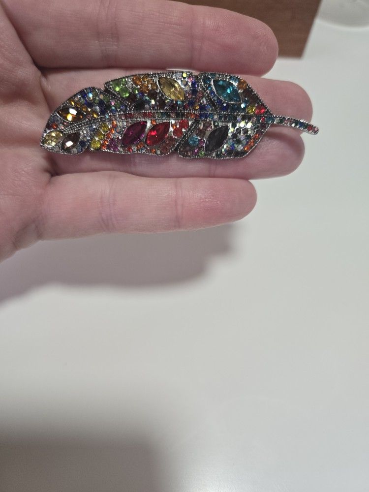 Vintage Multicolor Feather Brooch