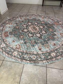 9x9 round washable area rug new