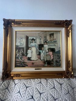 Visiting the Nursery” SIGNED By Alan Maley print on canvas FRAMED