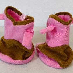 VINTAGE CABBAGE PATCH KIDS FABRIC BOOTS PINK/TAN VELCRO CLOSURE PULL-ON TABS
