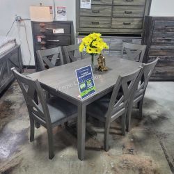 DINING ROOM SET, 7PCS, GREY - [NEW]