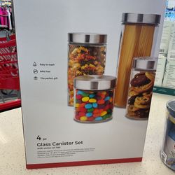 Eat Neat 4pc Glass Canister Set with Screw-On Lid