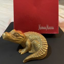 Karen Callan For Neiman Marcus Brass Alligator Paperweight