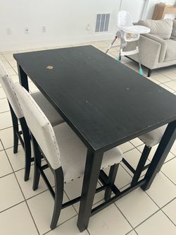 Black Counter Height Dining Table with 4 Chairs