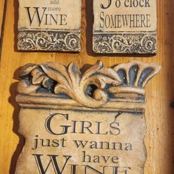 Wine Decor Decoration Alcohol Wall Home Plaques Set