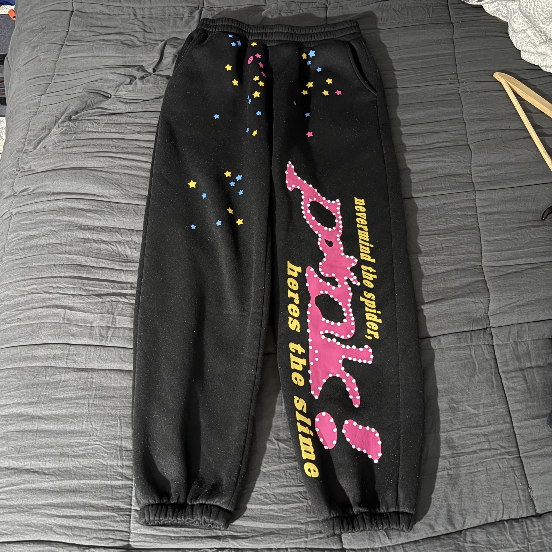 Pink Spyder Black Sweat Pants