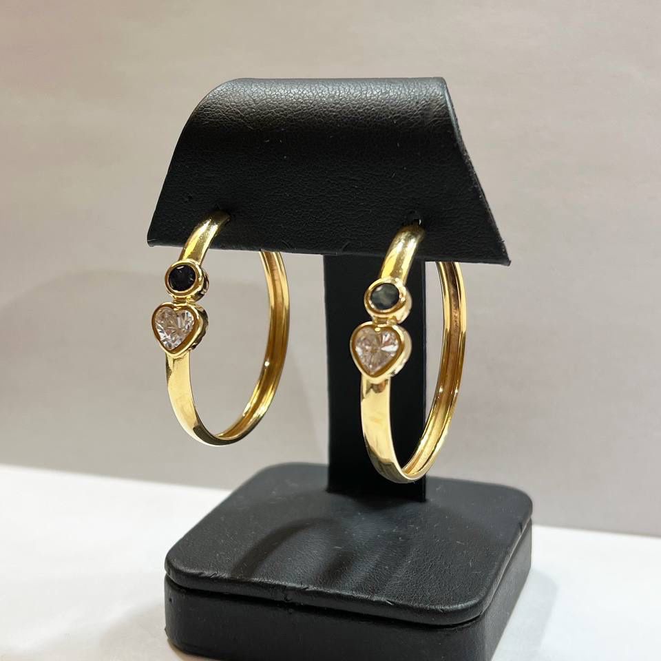 18k gold stone hoop earrings