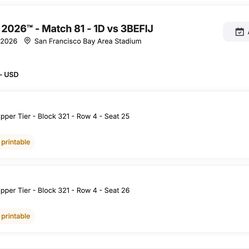 World Cup Tickets M81 Cat 2