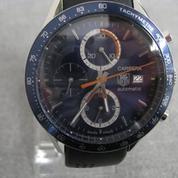 Tag Heuer Carrera CV2015 41mm Blue Dial Rubber Men's Wrist Watch