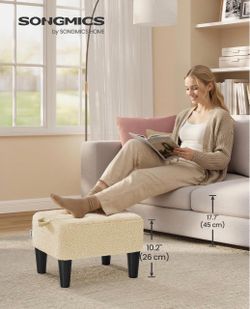 Songmics Small Footrest Ottoman with Boucle Fabric