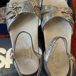 SAS Silver Sandals Size 9 