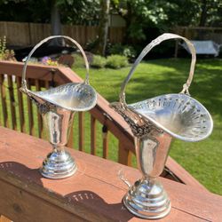 Vintage Silver Plated Bridal Bouquet Baskets