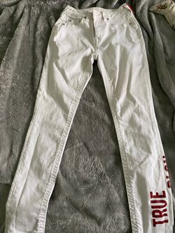 True Religion White Jeans with Logo Detail