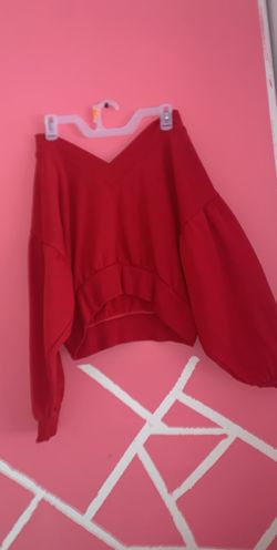 Red cropped hoodie