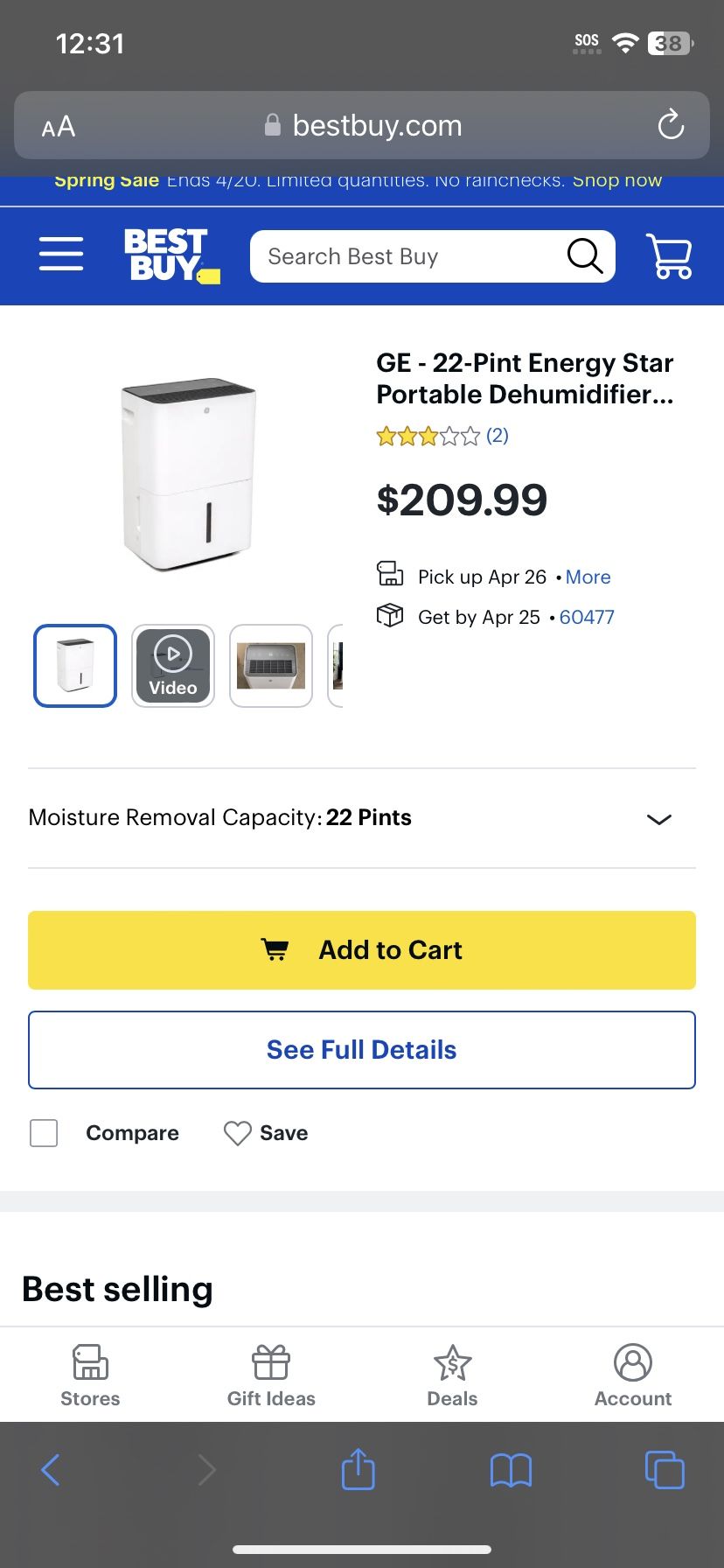 Brand new GE - 22-Pint Energy Star Portable Dehumidifier never opened 