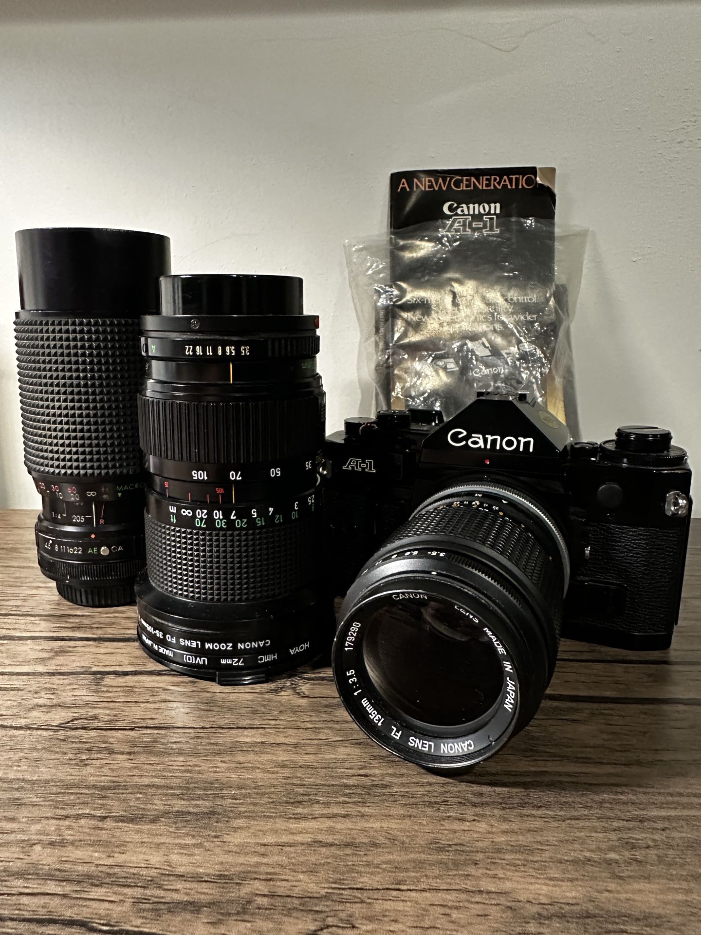 Canon A-1 with 3 lenses & manual