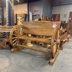 MEGA SALE! Solid Wood Twig Honey Wagon Wheel Bench (Save $599) 