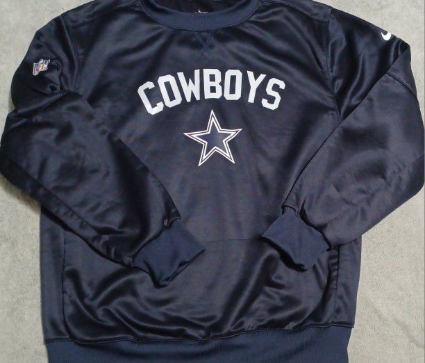 New Men's Size Large Dallas Cowboys Sweatshirt Dark Blue White Dak Aikman Irvin