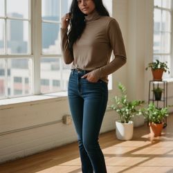 J.Crew Tan Cowl Neck Long Sleeve Lightweight Top Size M NWT