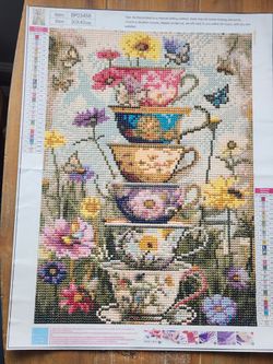Completed Tea Cup Diamond Art