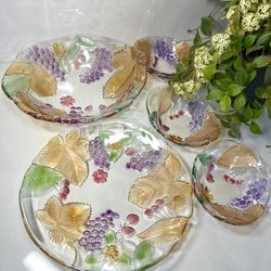 Gorgeous Set Mikasa Chablis Savoir Vivre Wild Orchard Glass Serving Set Plates Bowls