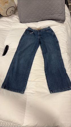Light wash blue denim Lee Carpenter/painter jeans teens wide lag.size 18 regular adjustable waist.