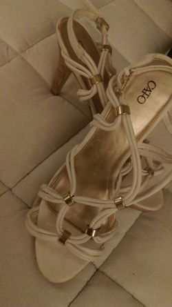 Ladies white strappy sandals high heel
