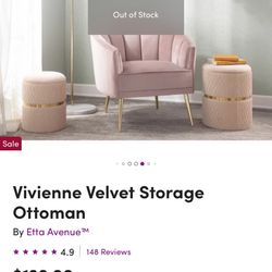 Pink Velvet Storage Ottoman Set- Preowned Excellent Condition 