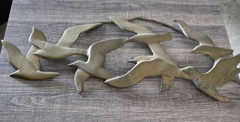 Solid Brass Metal Flying Birds Wall Art Sculpture