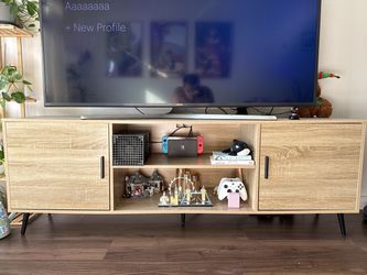 70 inch TV Stand - Mid Century Modern, Oak