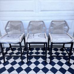 Set Of 3, Indoor/Outdoor Counter Height Stools